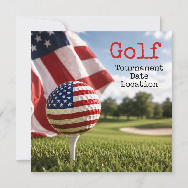 Golfboll med amerikansk flagga golfturnering inbjudningar (Framsida)