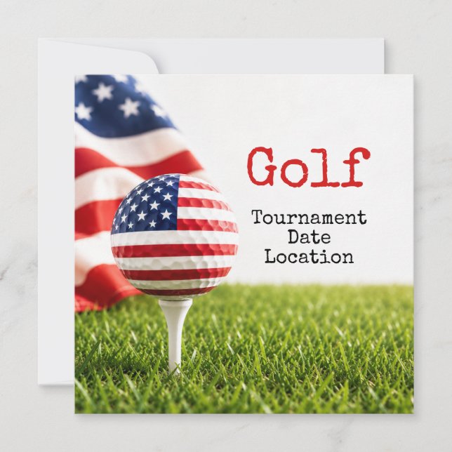 Golfboll med amerikansk flagga golfturnering inbjudningar (Framsida)