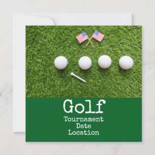 Golfboll med amerikansk flagga golfturnering spara datumet