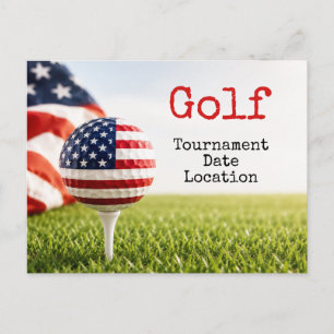Golfboll med amerikansk flagga golfturnering vykort