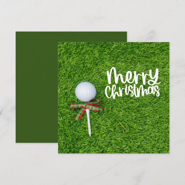 Golfboll med jultee för golfare semester julkort (Fram/baksida)