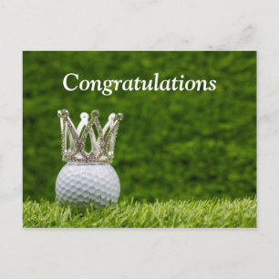 Golfboll med silverkrona gratulationer vykort