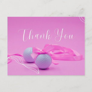 Golfboll med tack på rosa för babyflicka vykort
