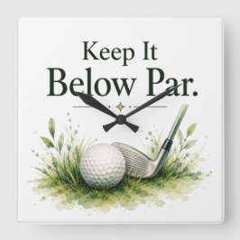 Golfboll med text vattenfärg fyrkantig klocka