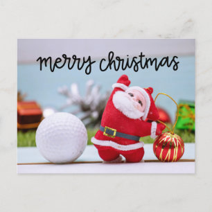 Golfboll med Tomte Claus med juldekoration Helg Vykort