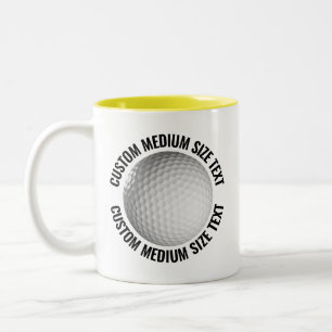 Golfboll & Medium Text GUL 325ml Custom Två-Tonad Mugg