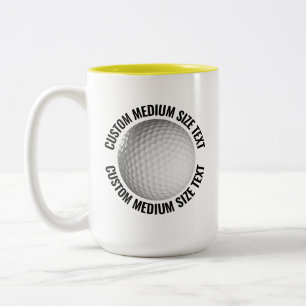Golfboll & Medium Text GUL 425g Custom Två-Tonad Mugg