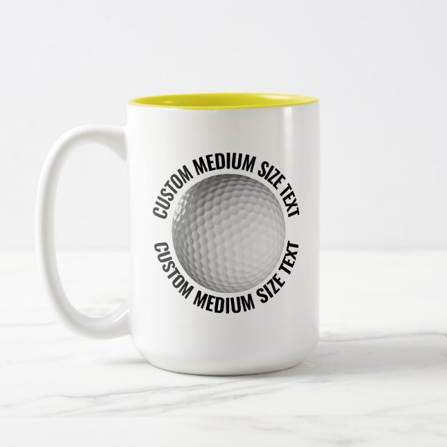 Golfboll & Medium Text GUL 425g Custom Två-Tonad Mugg (Vänster)