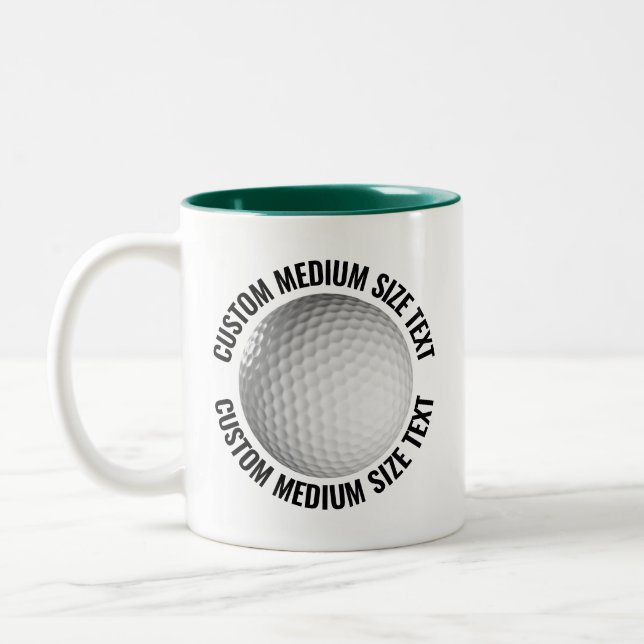 Golfboll & Medium Text JAKTGRÖN 325ml Custom Två-Tonad Mugg (Vänster)