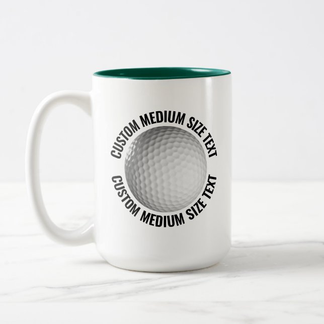 Golfboll & Medium Text JAKTGRÖN 425g Custom Två-Tonad Mugg (Vänster)