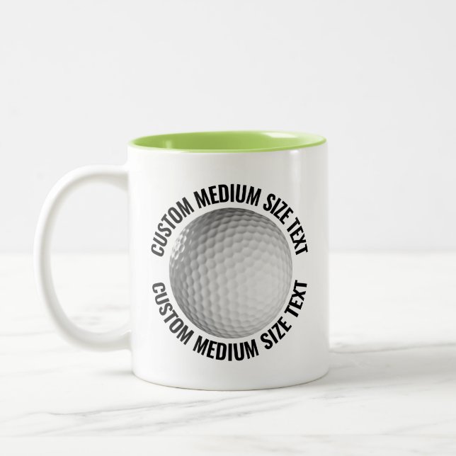 Golfboll & Medium Text LIME GRÖN 325ml Custom Två-Tonad Mugg (Vänster)