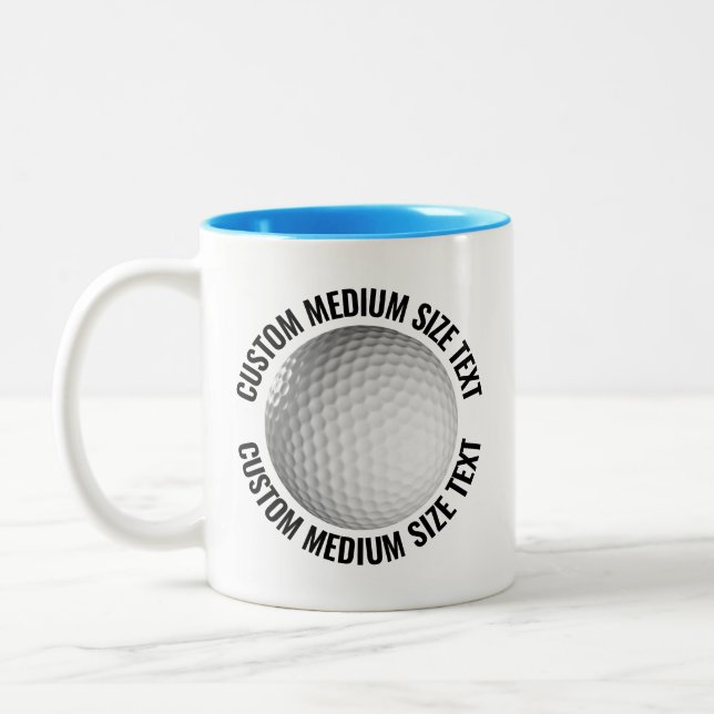 Golfboll & Medium Text LJUSBLÅ 325ml Custom Två-Tonad Mugg (Vänster)