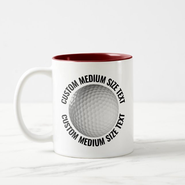 Golfboll & Medium Text MAROON 325ml Custom Två-Tonad Mugg (Vänster)