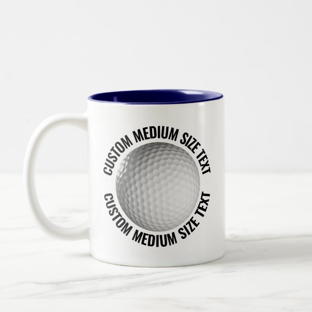 Golfboll & Medium Text NAVYBLÅ 325ml Custom Två-Tonad Mugg (Vänster)