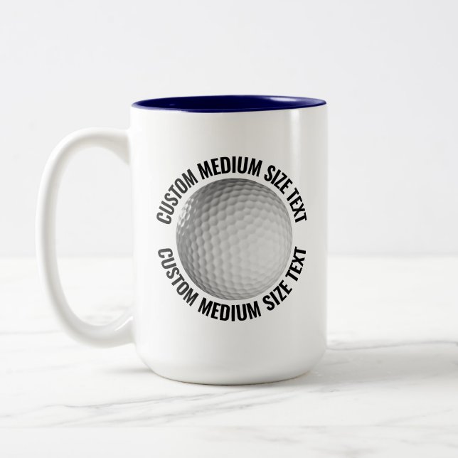 Golfboll & Medium Text NAVYBLÅ 425g Custom Två-Tonad Mugg (Vänster)