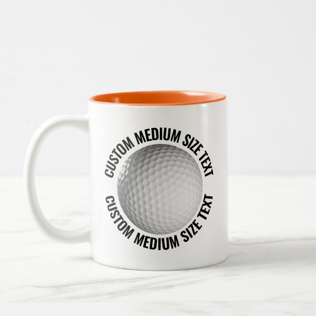 Golfboll & Medium Text ORANGE 325ml Custom Två-Tonad Mugg (Vänster)