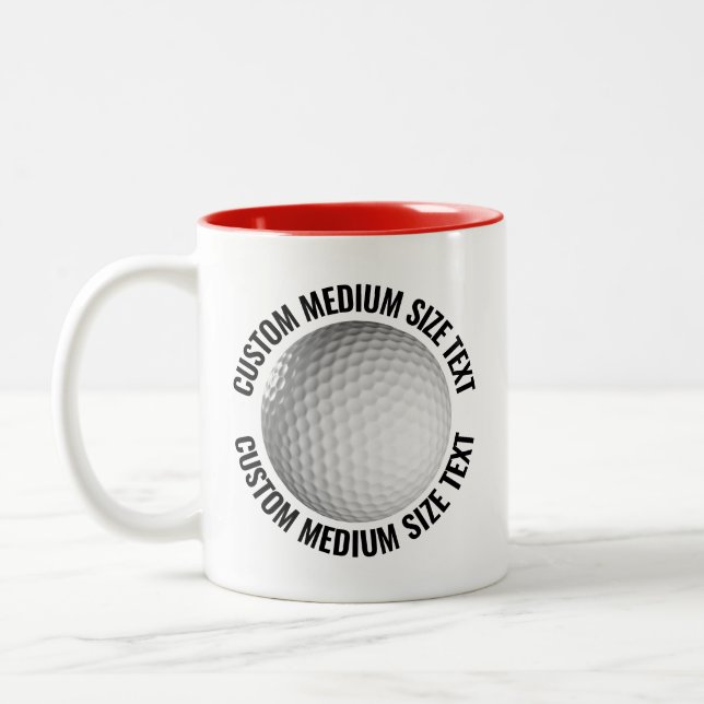 Golfboll & Medium Text RÖD 325ml Custom Två-Tonad Mugg (Vänster)