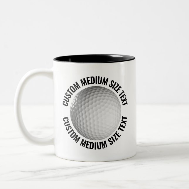 Golfboll & Medium Text SVART 325ml Custom Två-Tonad Mugg (Vänster)