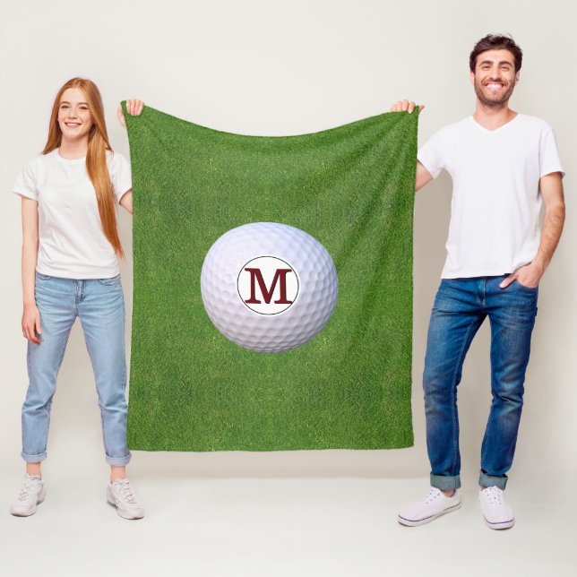 Golfboll Monogram Golfare Gröna Gräsmattan Fleecefilt (På plats)