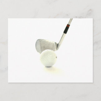 Golfboll och klubb vykort