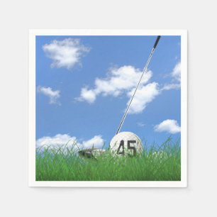golfboll och klubba för 45-årsdag pappersservett