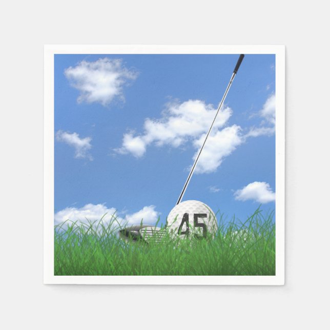 golfboll och klubba för 45-årsdag pappersservett (Framsidan)