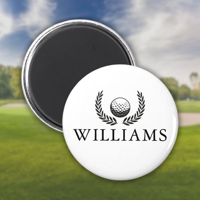Golfboll och krans anpassat namn magnet (Golf Ball And Wreath Custom Name Magnet)
