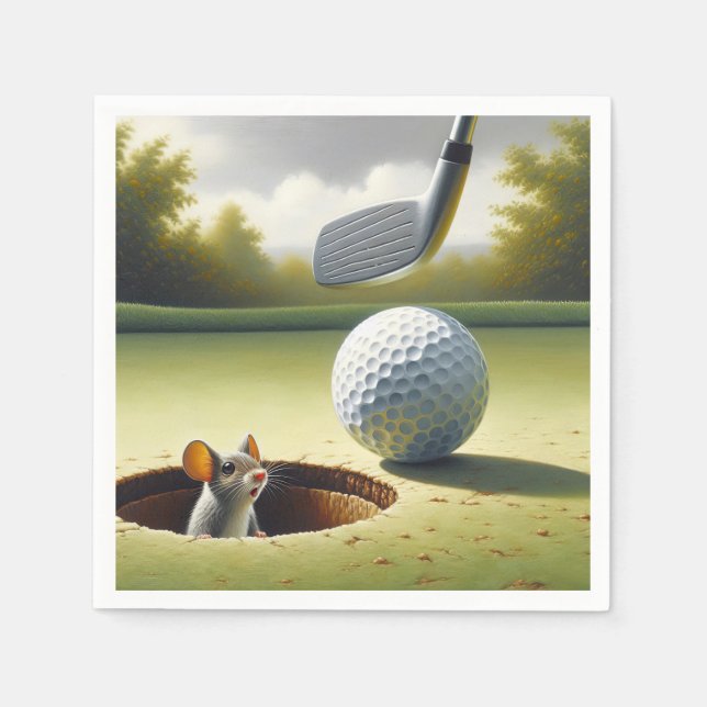 Golfboll och mus pappersservett (Framsidan)
