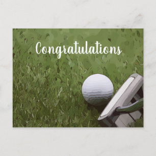 Golfboll och putter Grattis Vykort
