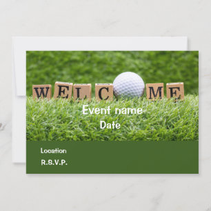 Golfboll och tee välkomstfest inbjudan kort