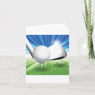 Golfboll och tee vykort