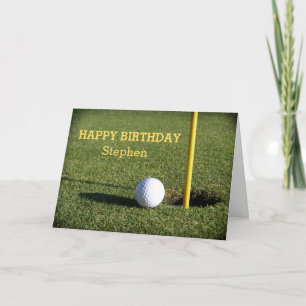 Golfboll på den gröna födelsedaganpassningsbar kort