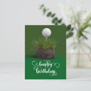 Golfboll på green Glad födelsedag till golfaren Vykort
