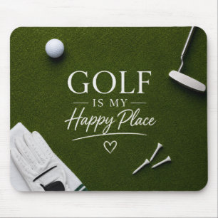 Golfboll på grön bana musmatta