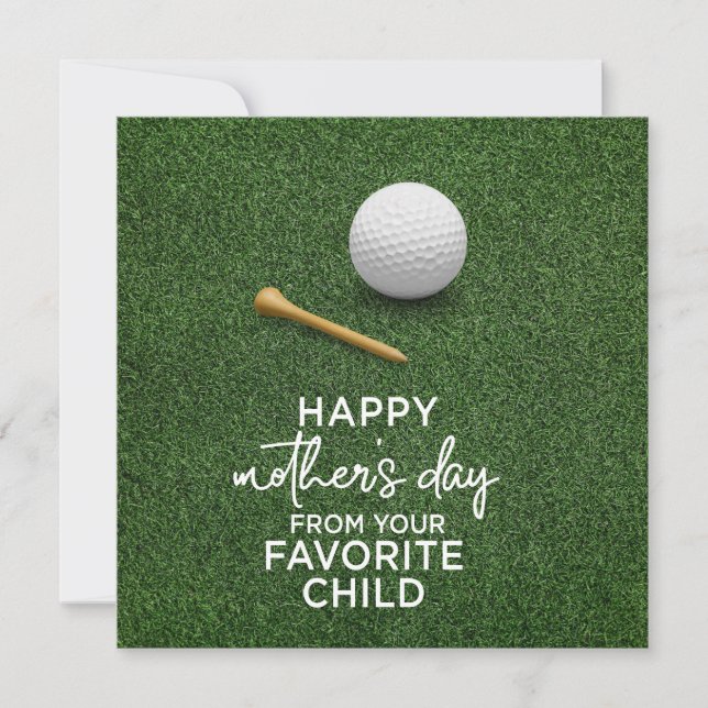 Golfboll på grönt Glad mors dag till Golf-Mamma Julkort (Framsida)