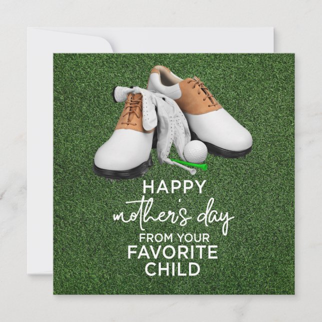 Golfboll på grönt Glad mors dag till Golf-Mamma Julkort (Framsida)