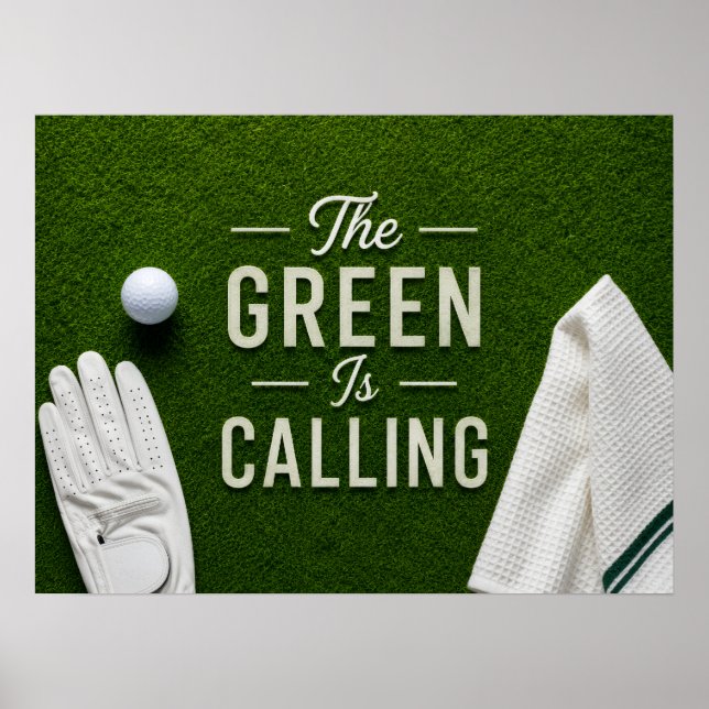 Golfboll på putting green för golfare  poster (Framsidan)