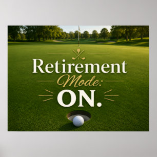 Golfboll på putting green för golfares pensionerin poster