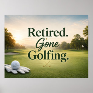 Golfboll på putting green för golfares pensionerin poster