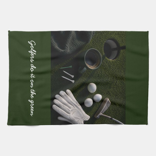 Golfboll på putting green  kökshandduk (Horisontell)
