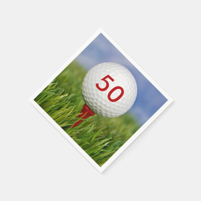 golfboll på röd tee pappersservett (Hörn)
