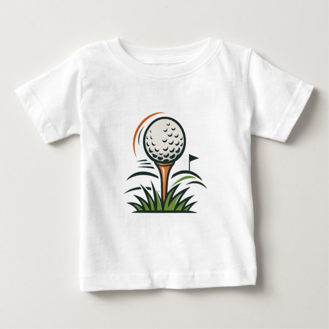 Golfboll på tee gräsflagg sport logodesign (Framsida)