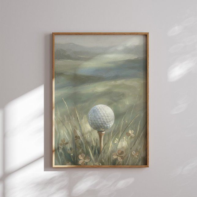 Golfboll på Tee Landskapsväggkonst Poster (Skapare uppladdad)