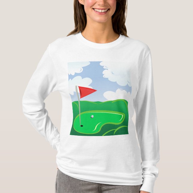 Golfboll på tee med driverklubba (Framsida)