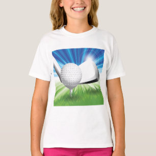 Golfboll på tee med driverklubba