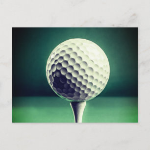 Golfboll på tee vykort