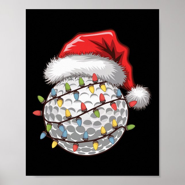 Golfboll Santa hatt julgran ljus golf  Poster (Framsidan)