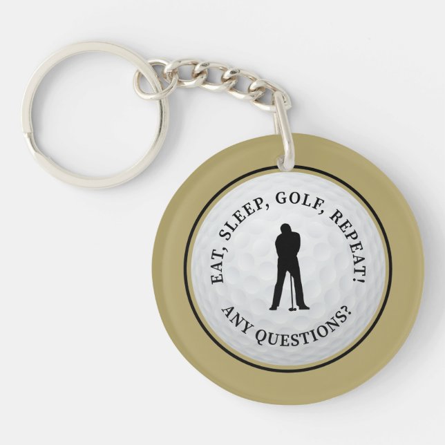 Golfboll Sport Golfer Modernt Monogram Guld Svart (Framsidan)
