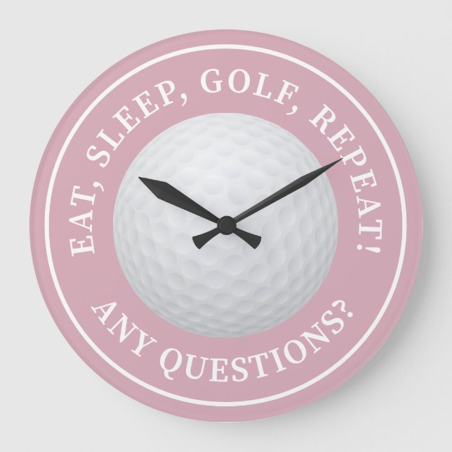 Golfboll Sport Modern Golf Citat Trendig Rosa Stor Klocka (Framsida)