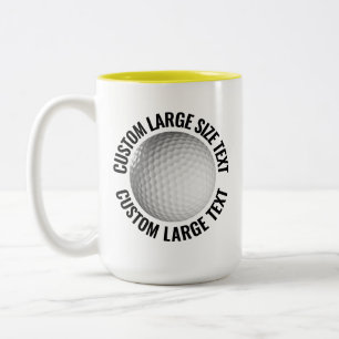 Golfboll & Stor Text GUL 15oz Anpassad Två-Tonad Mugg